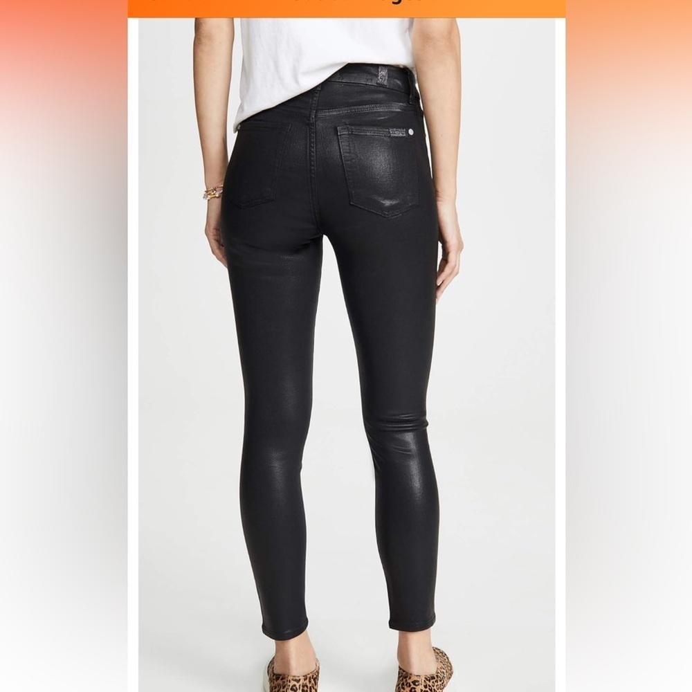 7 For All Mankind  High-Rise Coated Ankle Jeans